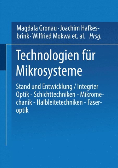 Joachim Hafkesbrink - Technologien für Mikrosysteme, E-bok