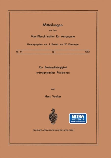 H. Voelker - Zur Breitenabhängigkeit erdmagnetischer Pulsationen, E-bok