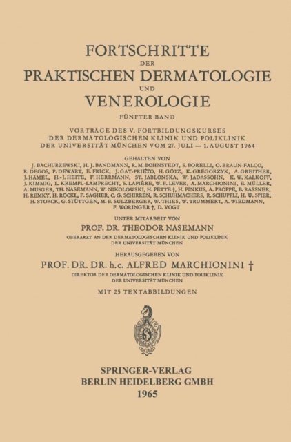 A. Marchionini - Fortschritte der Praktischen Dermatologie und Venerologie, E-bok