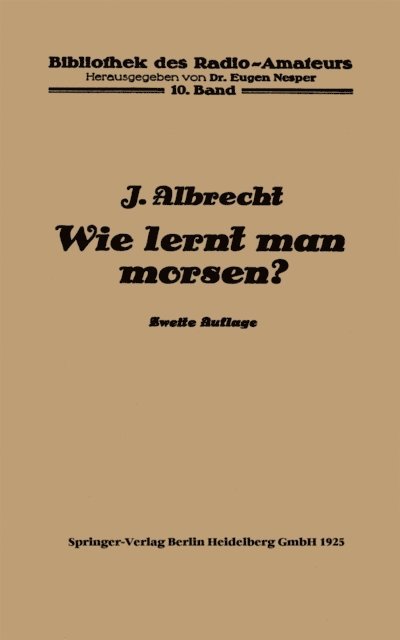 Julius Albrecht - Wie lernt man morsen?, E-bok