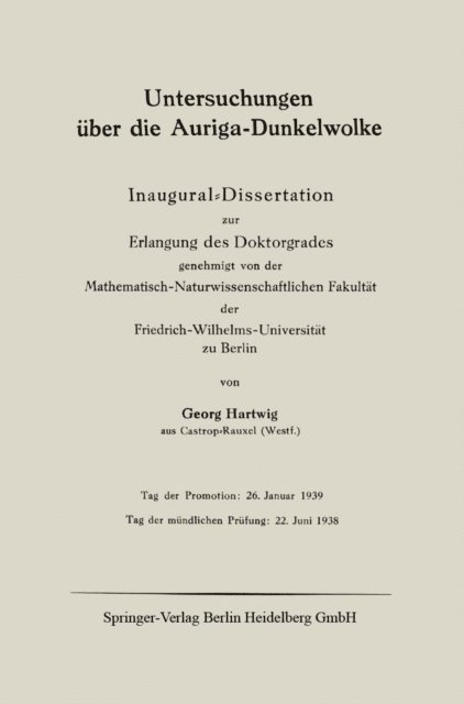 Georg Hartwig - Untersuchungen über die Auriga-Dunkelwolke, E-bok