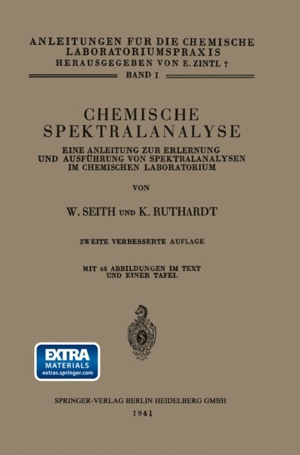 Konrad Ruthardt, Wolfgang Seith - Chemische Spektralanalyse, E-bok