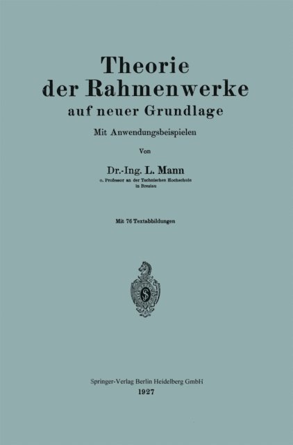 L. Mann - Theorie der Rahmenwerke auf neuer Grundlage, E-bok