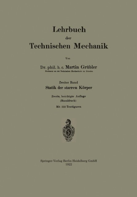 Martin Grubler - Lehrbuch der Technischen Mechanik, E-bok