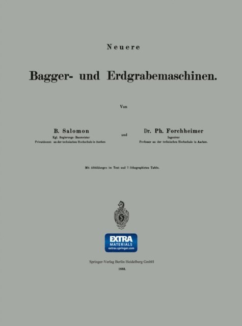 Philipp Forchheimer, B. Salomon - Neuere Bagger- und Erdgrabemaschinen, E-bok