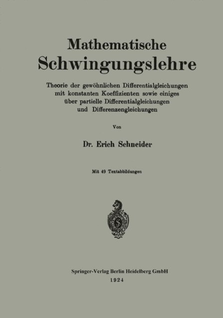 Erich Schneider - Mathematische Schwingungslehre, E-bok