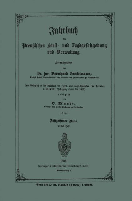 O. Mundt - Jahrbuch der Preußischen Forst- und Jagdgesetzgebung und Verwaltung, E-bok