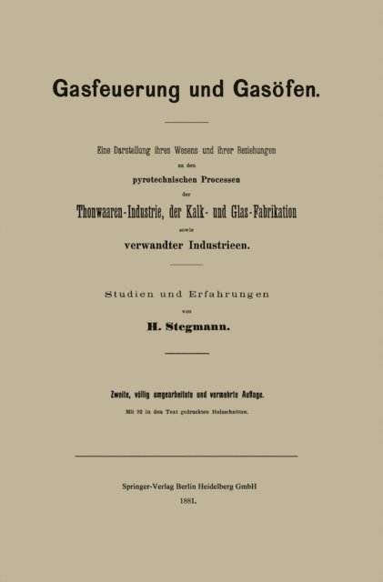 Heinrich Stegmann - Gasfeuerung und Gasöfen, E-bok