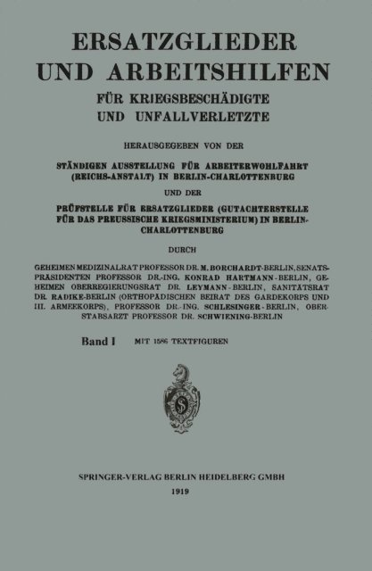 Schwiening Schlesinger, Radike Leymann, Konrad Hartmann, Moritz Borchardt - Ersatzglieder und Arbeitshilfen, E-bok