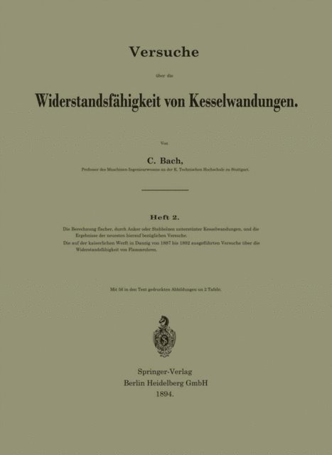C. BACH - Versuche über die Widerstandsfähigkeit von Kesselwandungen, E-bok