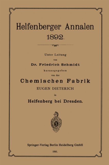 Friedrich Schmidt, Eugen Dieterich - Chemischen Fabrik, E-bok