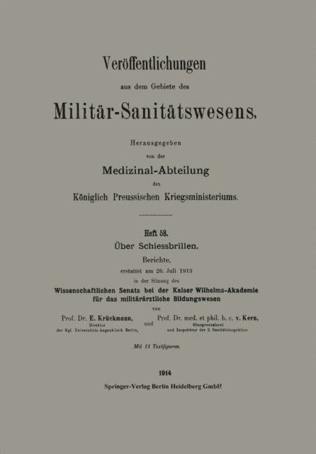 Berthold von Kern, Emil Kruckmann - Über Schiessbrillen, E-bok