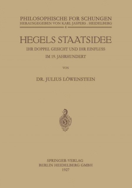Julius Lowenstein - Hegels Staatsidee, E-bok. Tillgänglighet: Lägg i varukorg