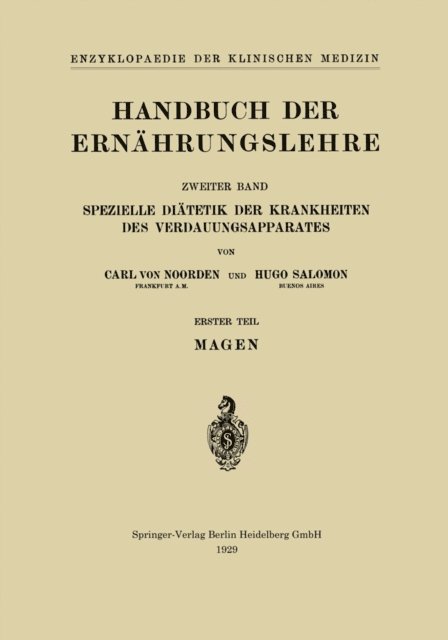 Hugo Salomon, Carl von Noorden - Handbuch der Ernährungslehre, E-bok