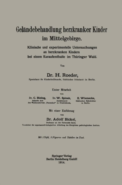 Adolf Bickel, Hans Roeder - Geländebehandlung herzkranker Kinder im Mittelgebirge, E-bok