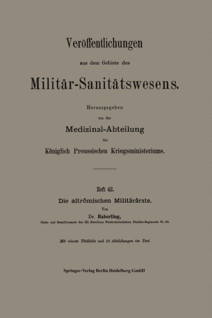 Willy G. Haberling - Die altrömischen Militärärzte, E-bok