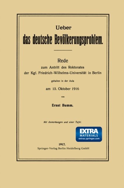 Ernst Bumm - Ueber das deutsche Bevölkerungsproblem, E-bok. Tillgänglighet: Lägg i varukorg