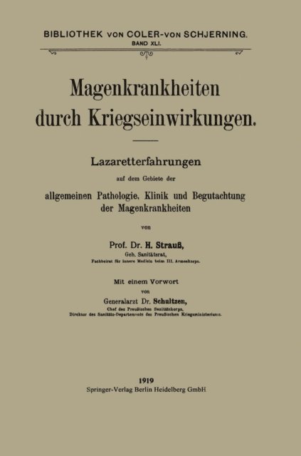 Wilhelm Schultzen, Hermann Strauss - Magenkrankheiten durch Kriegseinwirkungen, E-bok