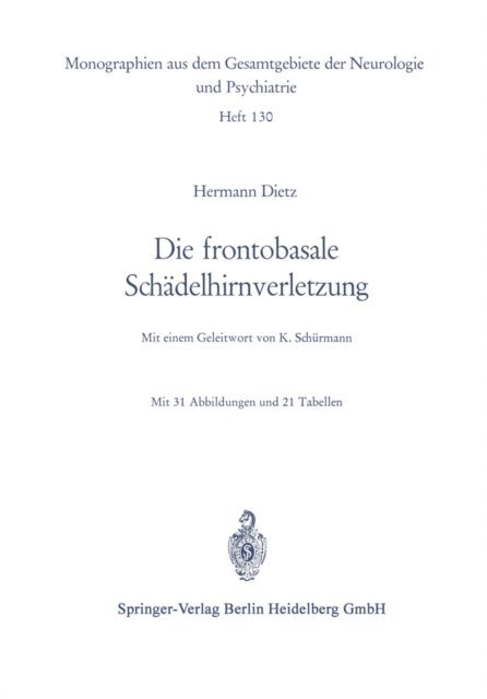 Hermann Dietz - Die frontobasale Schädelhirnverletzung, E-bok