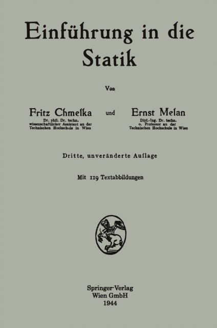 Ernst Melan, Fritz Chmelka - Einführung in die Statik, E-bok