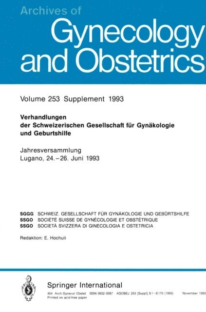 Ernst Hochuli - Verhandlungen der Schweizerischen Gesellschaft für Gynäkologie und Geburtshilfe, E-bok