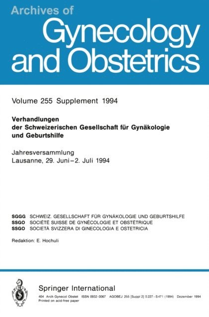 Ernst Hochuli - Verhandlungen der Schweizerischen Gesellschaft für Gynäkologie und Geburtshilfe, E-bok