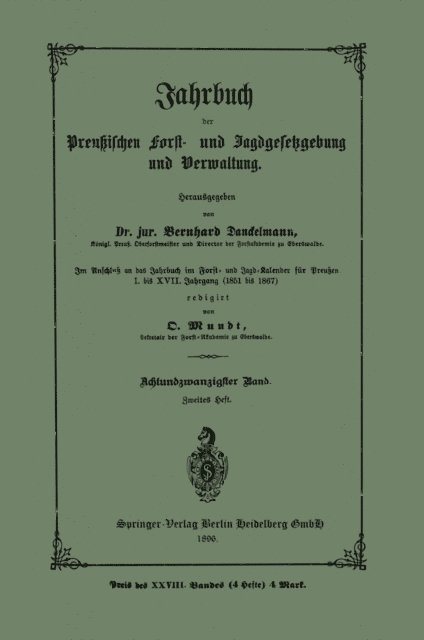 Bernhard Danckelmann - Jahrbuch der Preutzischen Forst- und Jagdgesetzgebung und Verwaltung, E-bok