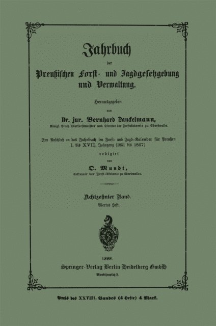 Bernhard Danckelmann - Jahrbuch der preußischen Forst- und Jagdgesetzgebung und Verwaltung, E-bok