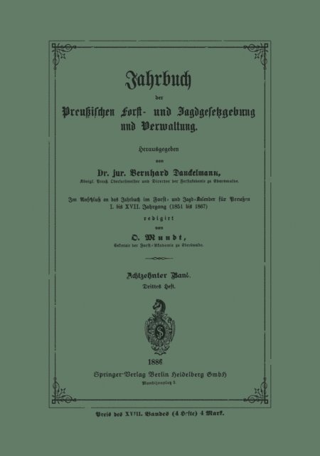 Bernhard Danckelmann - Jahrbuch der Preußischen Forst- und Jagd-Gesetzgebung und Verwaltung, E-bok