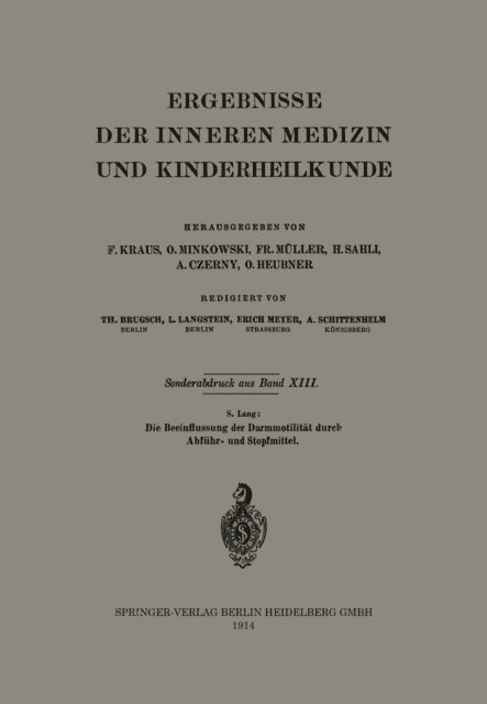 S. Lang - Die Beeinflussung der Darmmotilität durch Abführ- und Stopfmittel, E-bok