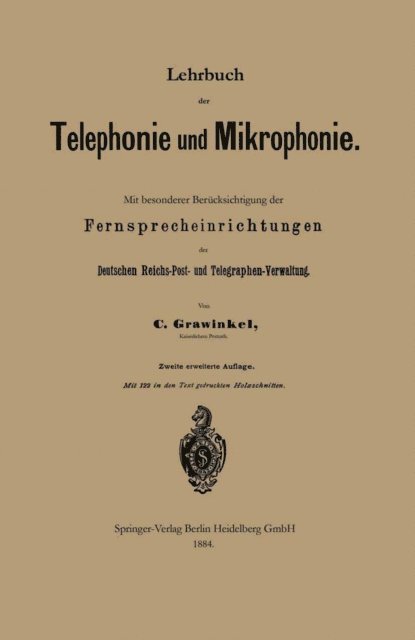 Carl Grawinkel - Lehrbuch der Telephonie und Mikrophonie, E-bok