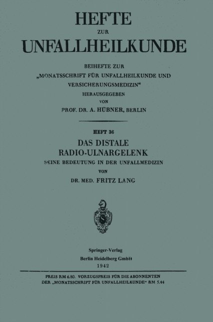 Fritz Lang - Das Distale Radio-Ulnargelenk, E-bok