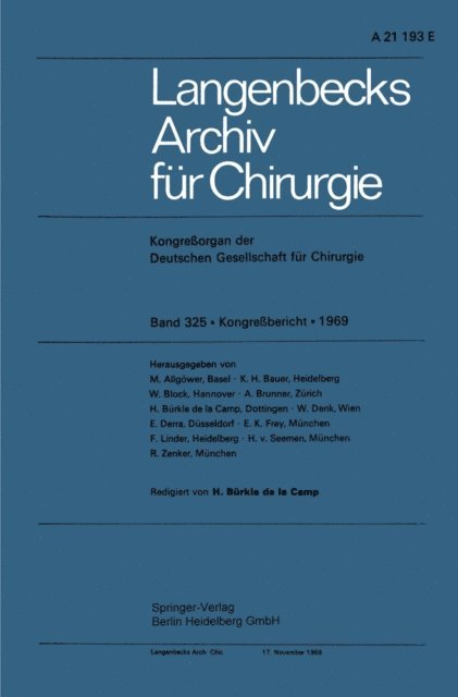 H. BI‹rkle de la Camp - Langenbecks Archiv für Chirurgie, E-bok