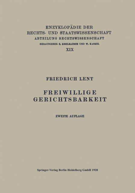 Friedrich LENT - Freiwillige Gerichtsbarkeit, E-bok