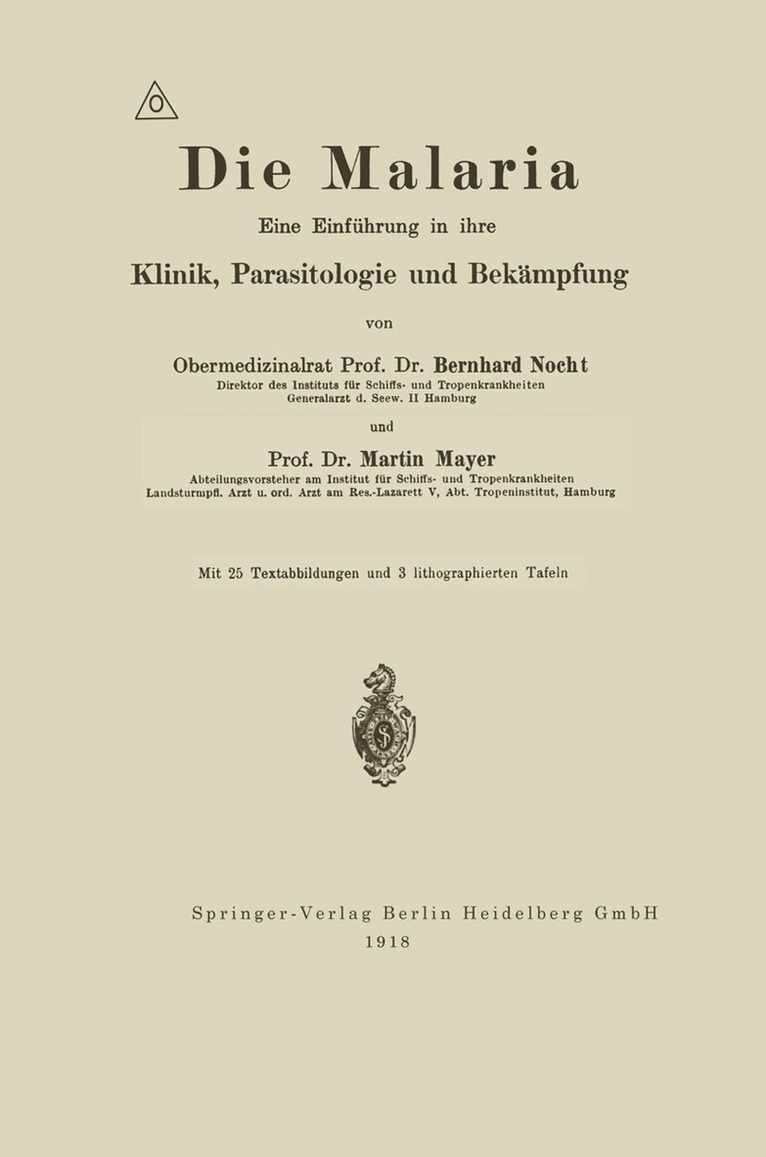 Albrecht Eduard Bernhard Nocht, Martin Mayer - Die Malaria, Häftad. Tillgänglighet: Lägg i varukorg