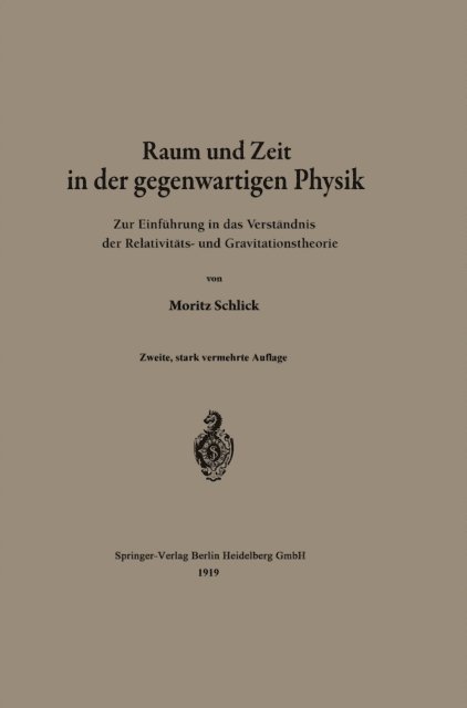 Moritz Schlick - Raum und Zeit in der gegenwärtigen Physik, E-bok