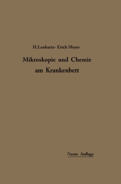 Erich Meyer, Hermann Lenhartz - Mikroskopie und Chemie am Krankenbett, E-bok