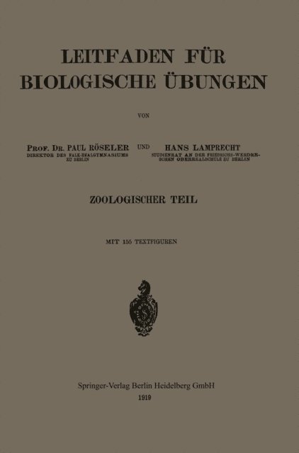 Hans Lamprecht, Paul Roseler - Leitfaden für biologische Übungen, E-bok