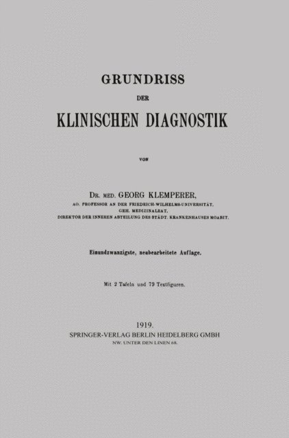 Georg Klemperer - Grundriss der klinischen Diagnostik, E-bok. Tillgänglighet: Lägg i varukorg