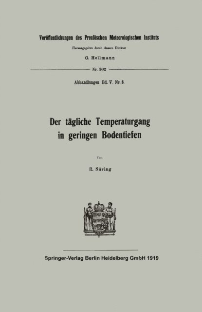 Reinhard Suring - Der tägliche Temperaturgang in geringen Bodentiefen, E-bok