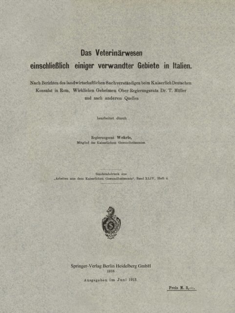 Klaus Wehrle - Das Veterinärwesen einschließlich einiger verwandter Gebiete in Italien, E-bok