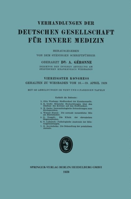 A. Gerone - Verhandlungen der Deutschen Gesellschaft für Innere Medizin, E-bok