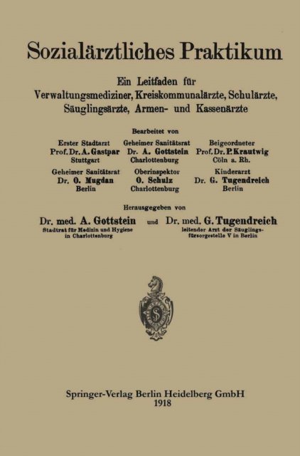 Gustav Tugendreich, Adolf Gottstein - Sozialärztliches Praktikum, E-bok