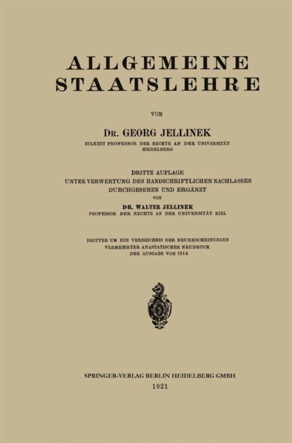 Walter Jellinek, Georg Jellinek - Allgemeine Staatslehre, E-bok