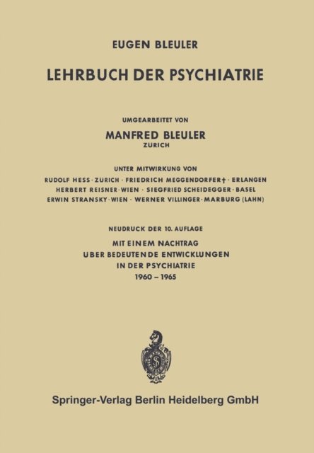 Manfred Bleuler, Eugen Bleuler - Lehrbuch der Psychiatrie, E-bok