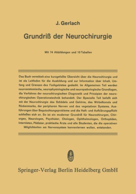 J. Gerlach - Grundriss der Neurochirurgie, E-bok