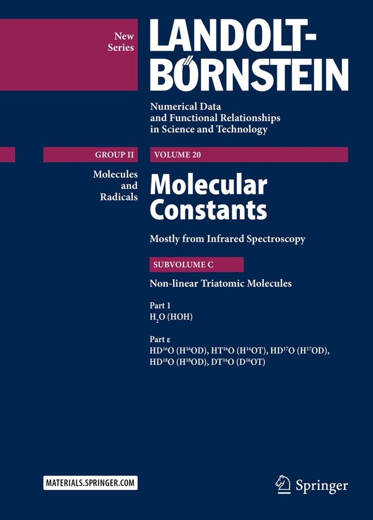 N. Picqué, G. Guelachvili - Molecular Constants Mostly from Infrared Spectroscopy, Inbunden