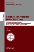 Advances in Cryptology - EUROCRYPT 2016