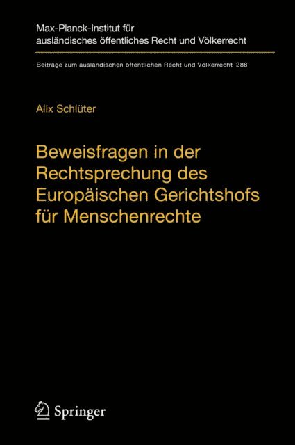 Alix Schluter - Beweisfragen in der Rechtsprechung des Europäischen Gerichtshofs für Menschenrechte, E-bok