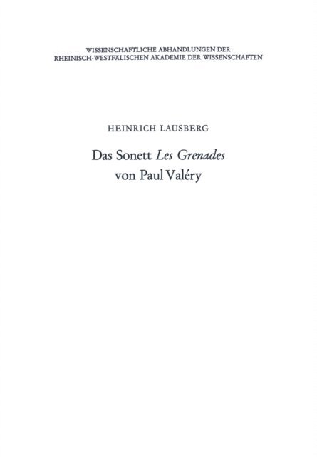 Heinrich Lausberg - Das Sonett Les Grenades von Paul Valéry, E-bok